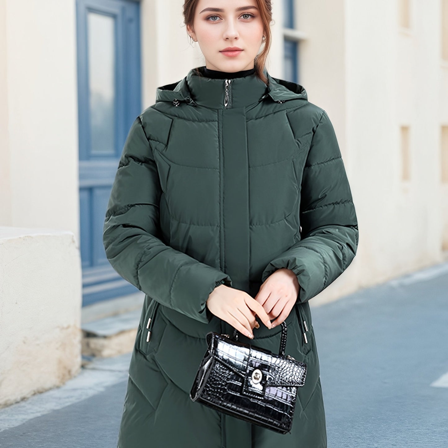 Կանացի էլեգանտ ձմեռային բաճկոն - Մազերի նման ուլունքաձև կոճակներով փակվող վերարկու, փքված չէ, ձեռքով լվացվող երկար թևքերով վերնազգեստ ցուրտ եղանակի համար (անկանոն և պաշտոնական) - սև բաճկոն առանց գոտու/պարագաների (պատրաստի կրելու), ձմեռային Ջա