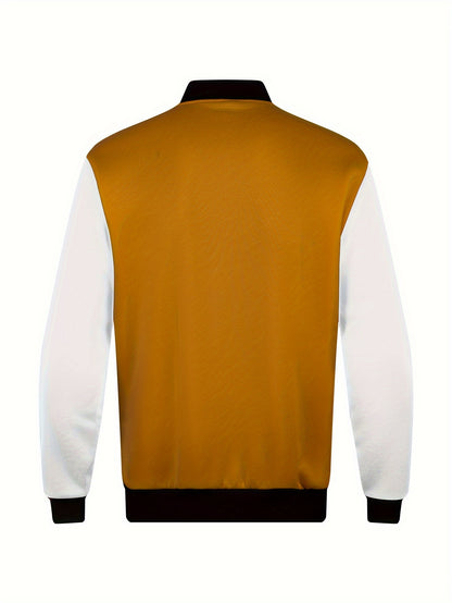 Տղամարդու տառային նախշերով կոնտրաստային գույնի բեյսբոլի բաճկոն