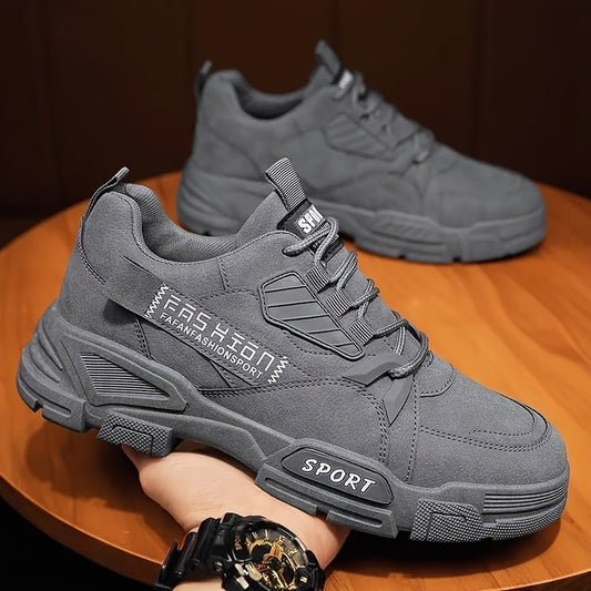 Men's Olive Green Chunky Sneakers - Stylish Outdoor Motorcycle Boots with Thick Sole, Lace-Up Design, and "SPORT" Print for Hiking, Casual Wear, and Everyday Use, Outdoor Hiking Boots | Modern Casual Sneakers | Pu Upper Sneak