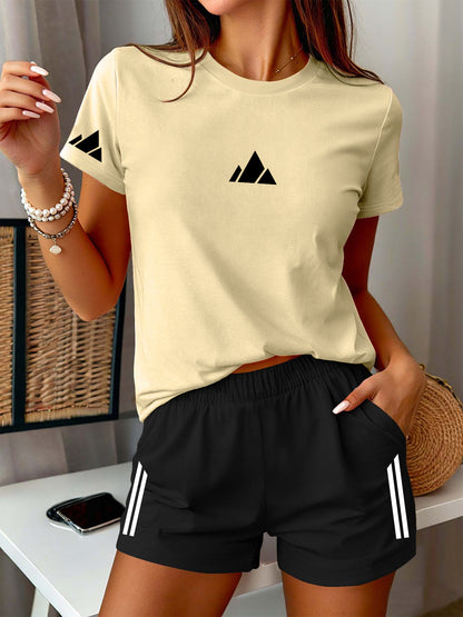 Women’s Casual Short Sleeve T-Shirt & Shorts Set for Spring Summer
