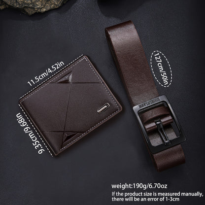 Men'S Business Casual Belt and Wallet Set | Premium Faux Leather, Simple and Elegant Belt with Practical and Exquisite Card Case, Ideal for Daily Travel and Business Activities (Box Not Included)