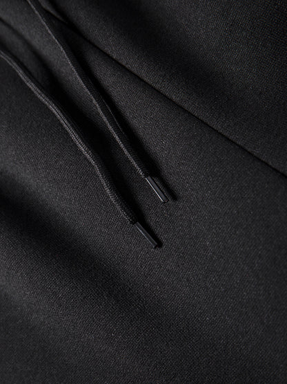 Աշնանային-ձմեռային տղամարդու գլխարկով սպորտային հագուստի հավաքածու, պարզ դասական, բազմակողմանի հագուստ՝ կայծակաճարմանդով, աստառապատ տաք բաճկոնով և լարով սպորտային տաբատով՝ առօրյա և հանգստի համար։