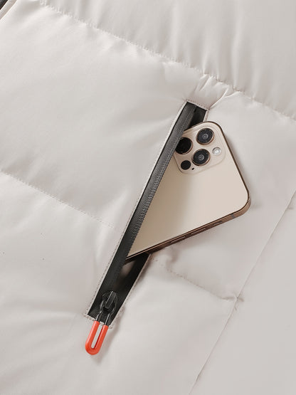 Men's Heavyweight Winter Coat - Full-Zip Cold Weather Jacket, Stand-Up Collar, Exterior Zipper Closure, Machine Washable Outer Shell for Everyday & Formal Wear - Black, Seasonal Layering, Sleek Design, Durable Fabric, Urban C