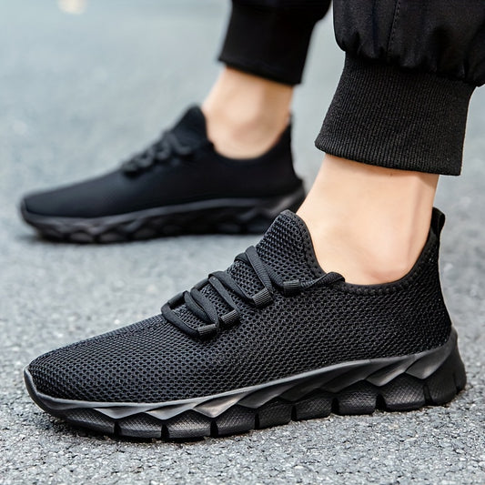 Men's Solid Slip On Sneakers, Breathable Lightweight Non Slip Casual Shoes For Outdoor Gym Workout Park Walking All Seasons Comfy