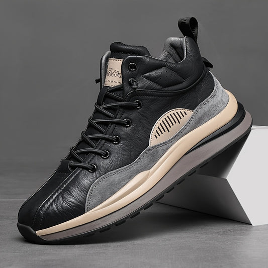Men's High-Top Hiking Boots with Cushioning and Rugged Sole
