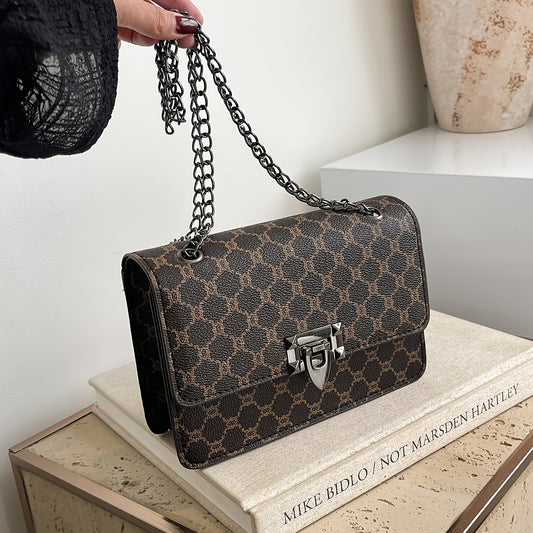 Կանացի ուսի պայուսակ, մեծ տարողությամբ ձեռքի պայուսակ, խաչաձև պայուսակով, շղթայով, միջին տարիքի կանանց համար