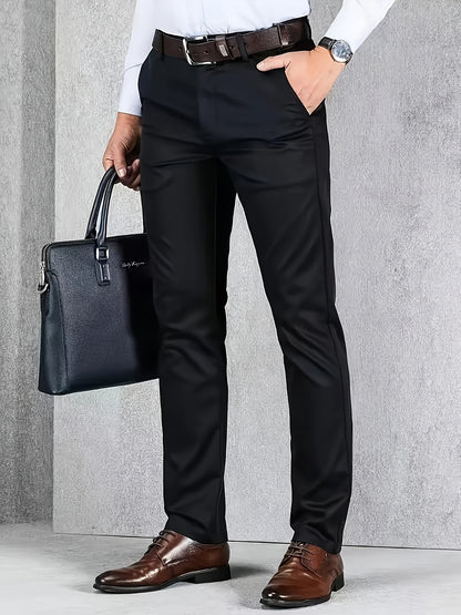 New Casual Formal Pants for Men in Four Seasons, Featuring a Business Style with Trendy Long Trousers. Fashionable And Versatile Men'S Elastic Dress Pants with a Comfortable Classic Design for Casual Wear.