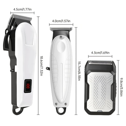 2pcs/3pcs Men's Electric Hair Clipper Set & Beard Trimmer Set. Home-use electric hair clipper + sculpting trimmer + reciprocating shaver. Haircutting, shaving, sculpting, and sideburn trimming. Christmas gift. for home, car,