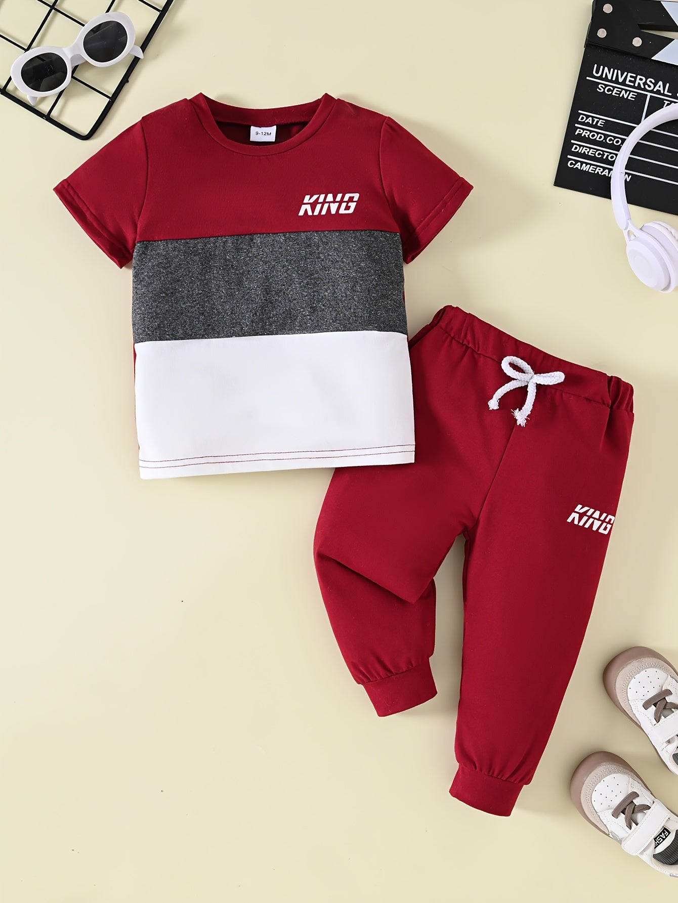 Toddler Boys' Casual Color-Block T-Shirt & Elastic Waist Pants Set