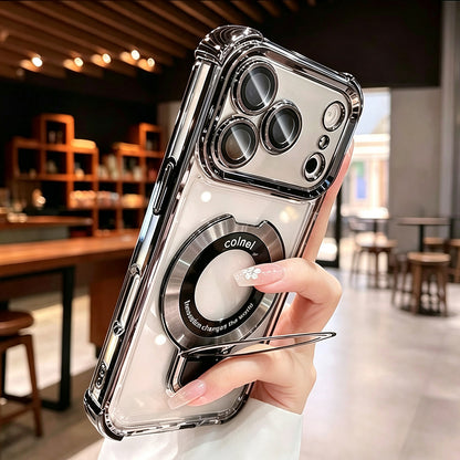 Ultra-Thin Transparent Magnetic Stand Phone Case for iPhone 11-18 Pro