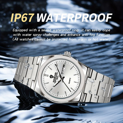 BINBOND Women'S Stainless Steel Quartz Watch - IP67, Luminous Chronograph, Calendar, Durable Zinc Alloy Case, Elegant Design for Casual Attire, Casual Watch | Elegant Watch Design | Quartz Movemen