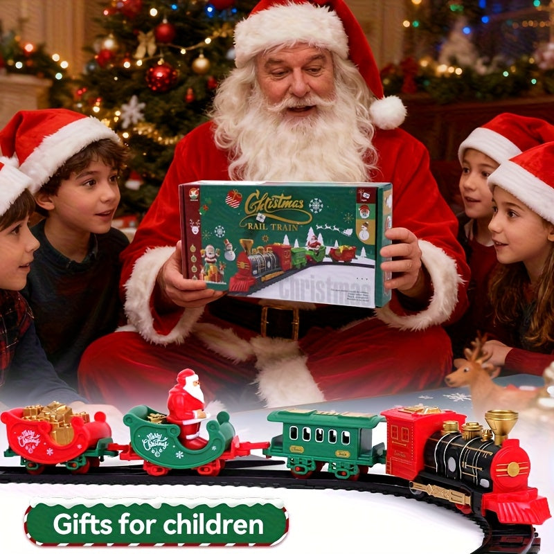 Electric Christmas Train Set | Hanging Christmas Tree Decoration, Indoor & Outdoor Use, Battery Powered, Weather Resistant, Suitable for Children, Red, Green - QWK Brand