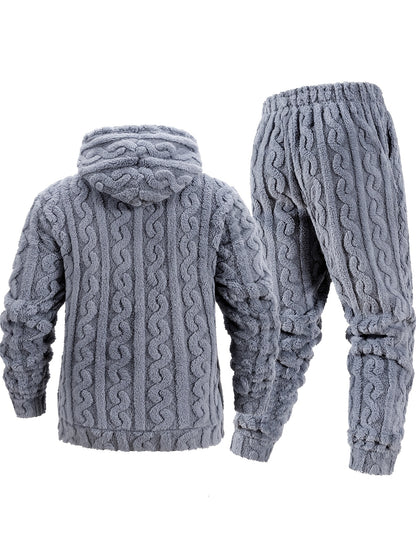 Men's Lined Hoodie and Pants Set for Fall and Winter Comfort