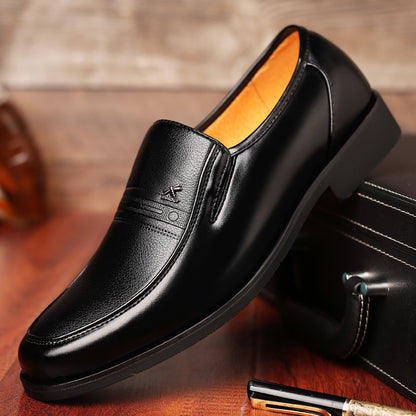 Men's Elegant PU Lace-Up Office Shoes All-Season Formal Footwear
