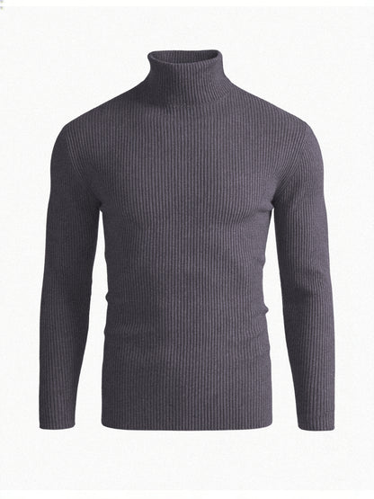 Տղամարդու երկարաթև սվիտեր աշնանային և նորաձև, բարձր օձիքով, տրիկոտաժե դիզայնով, ամենօրյա և նորաձև վերնազգեստի համար