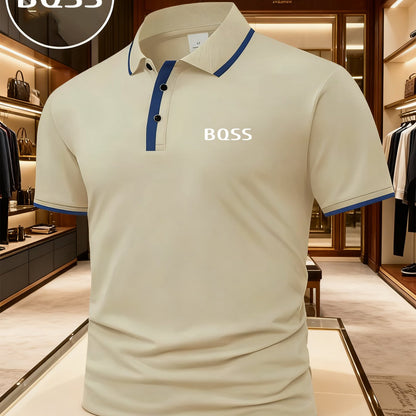 Men'S New Short Sleeve Polo Shirt With Bqss Letter Design | Casual And Business Style, Suitable For Various Occasions, Unisex, Ideal As A Gift - ayq