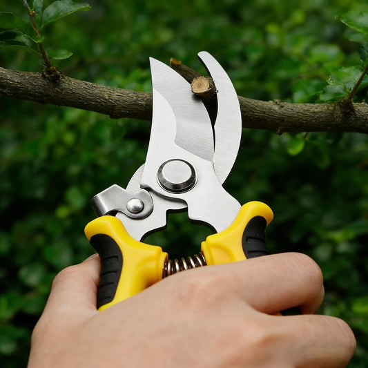 Gardening Scissors | Comfortable Grip, Spring-Assisted, Sharp and Non-Slip, Ideal for Pruning Branches and Flowers, Modern Stainless Steel Blades