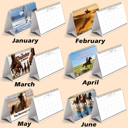 2026 Horse-Themed Wall & Desk Calendar with 12 Galloping Horse Scenes - A5 Spiral Bound Planner, Monthly View with Ample Writing Space, HD Double-Sided Photos for equestrian Gift, for home/Office Decor (January-December 2026)