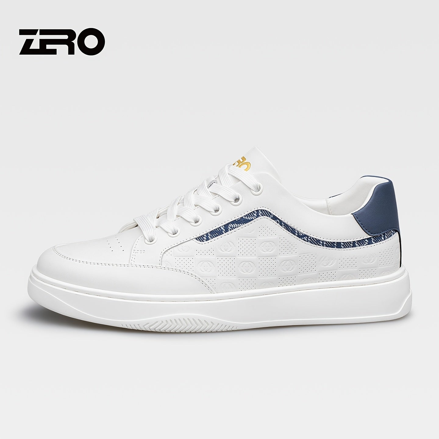 Men's White Cowhide Leather Sneakers Lightweight Casual Style