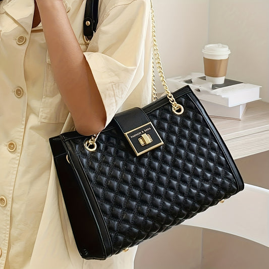 Կանացի վինտաժ դասական կարված ուսի պայուսակ, ոճային շղթայական կրծկալով պայուսակ, հեշտ և առօրյա ճանապարհորդության համար նախատեսված պայուսակ