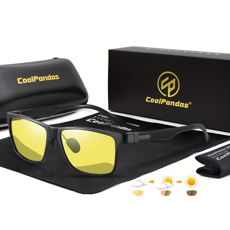 Photochromic Square Sunglasses for Men and Women - Day & Night Driving