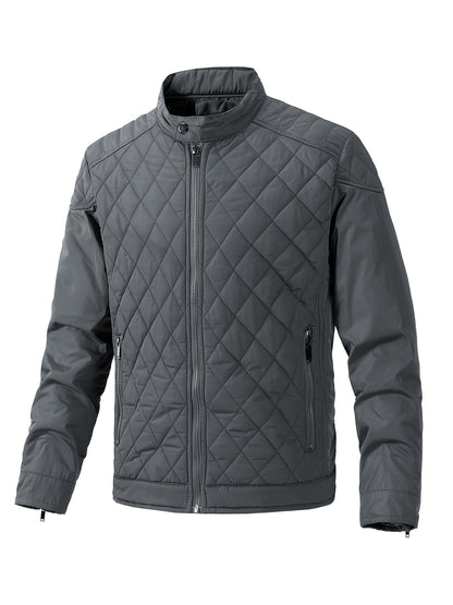 Men's Lightweight Padded Jacket with Stand Collar - Slim Fit