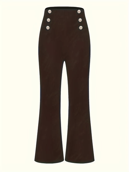 Women's High-Waisted Slim-Fit Solid Wide-Leg Trousers