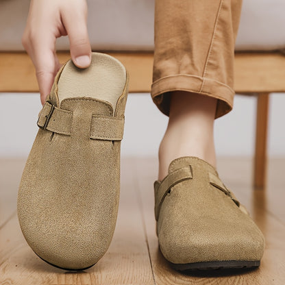 Men's Comfortable Backless Slip-On Slippers with Thick Sole
