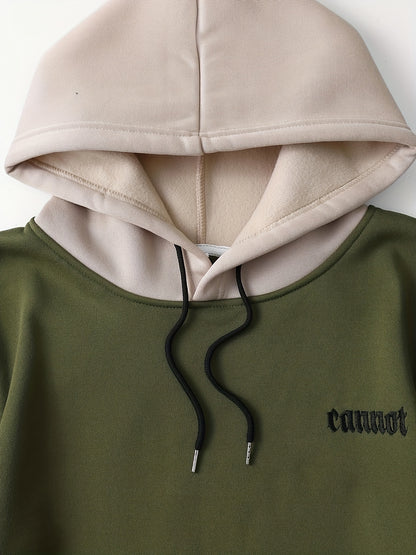 Color Block Cool Hoodies For Men, Men's Casual Graphic Design Hooded Sweatshirt Streetwear For Winter Fall, As Gifts