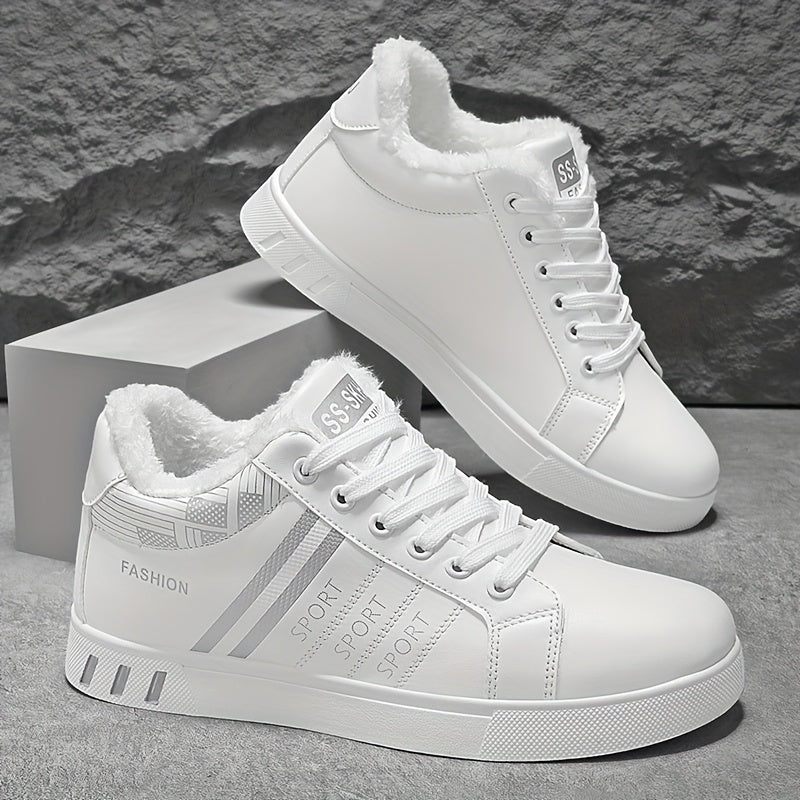 Men'S Fleece-Lined Lace-Up Sneakers with a Striped Design, Offering Excellent Traction And a Soft, Comfortable Fit B701-1.