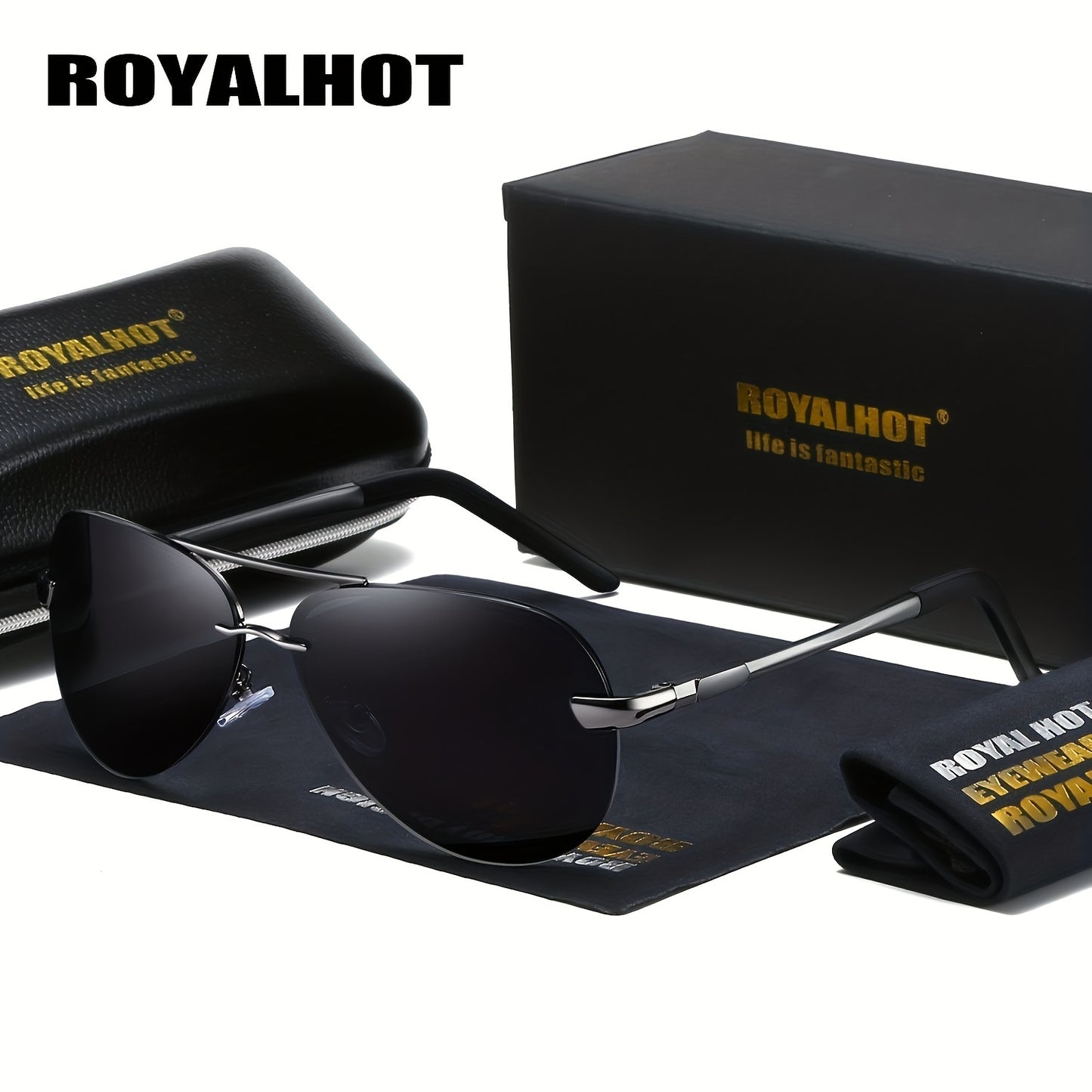 Unisex Oval Polarized Sunglasses with Mixed Frame and Case