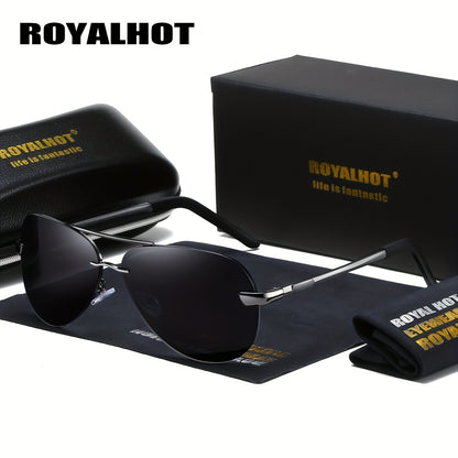 Unisex Oval Polarized Sunglasses with Mixed Frame and Case