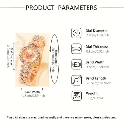 2pcs Elegant Butterfly Quartz Watch & Ladies Jewelry Set - Perfect Gift, Eternal Style and Exquisite Design, Zinc Alloy Strap and Zinc Alloy Case, Quartz Movement, Accurate, Durable, Fashionable Women's Gift, Especially Suita