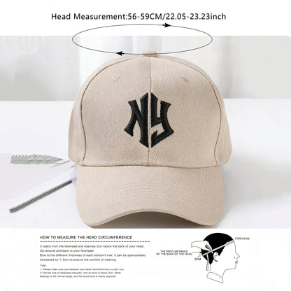 Embroidered NY Baseball Caps for Men & Women - Breathable Polyester
