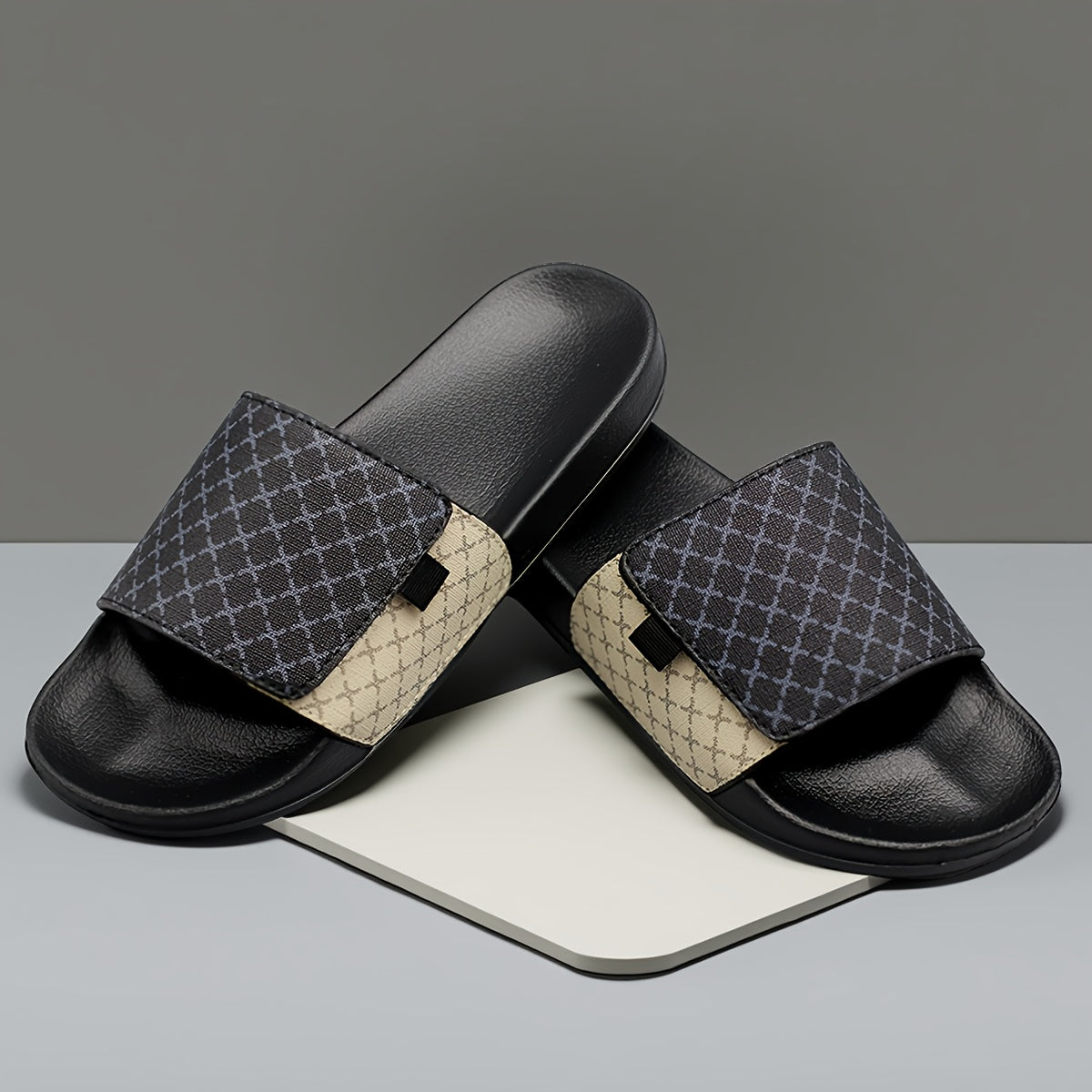 Men's Casual High Contrast Slides with Textured EVA Footbed
