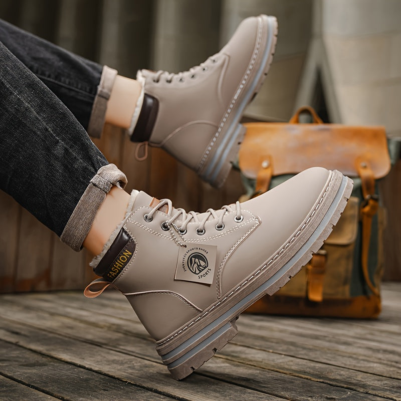 A Pair of Fashionable Men's Boots, Outdoor Warm, Sports Casual Trendy Versatile Shoes for Man