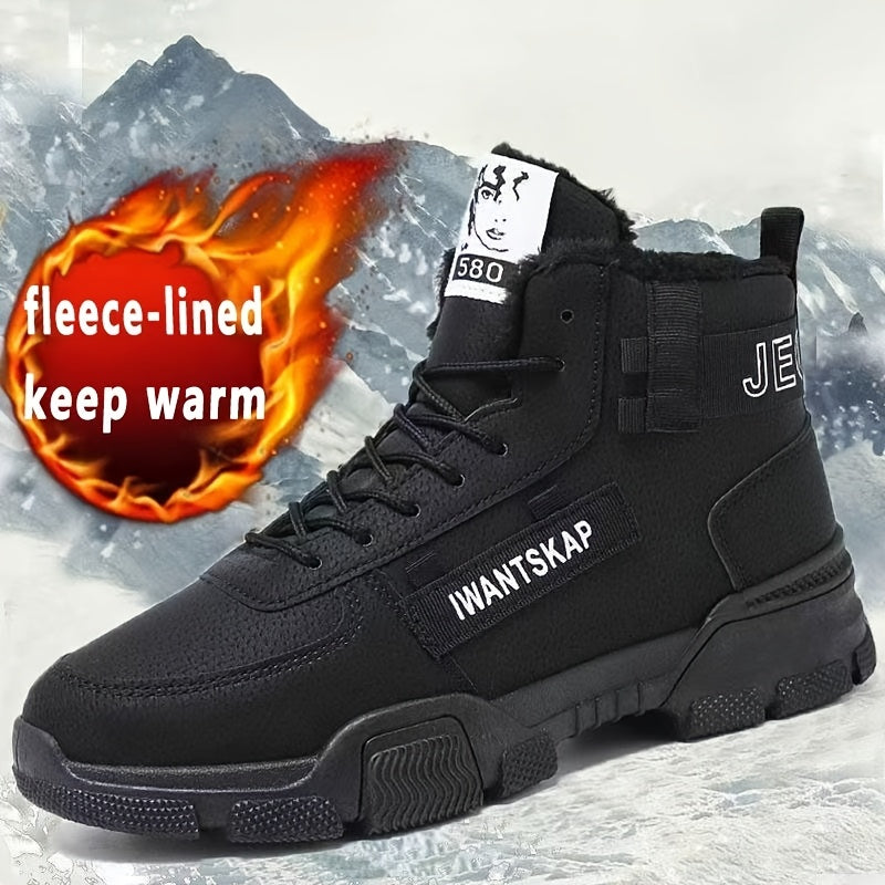 Men'S Winter Boots - Thermal Insulated Anti-Slip Snow Shoes with Cushioned Insole, Beige/Tan Cold Weather Boots for Ice, Snow, and Everyday - Lace-Up Ankle Support, Durable PVC Outsole - Ideal for Hiking, Urban Commute, and O