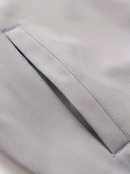 Men's Baseball Jacket - All-Season Zip-Up Coat with Zippered Pockets, Machine Washable Outerwear for Casual & Formal Events - Navy Jacket, Sleek Appearance