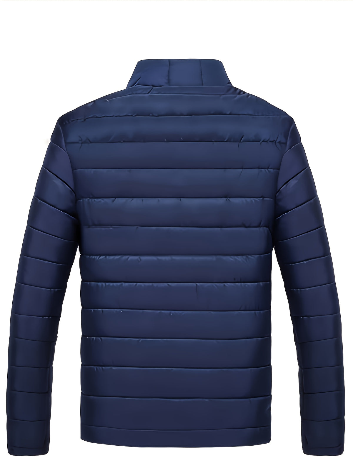 Men's Winter Warm Windproof Jacket with Stand Collar and Zippered Pock