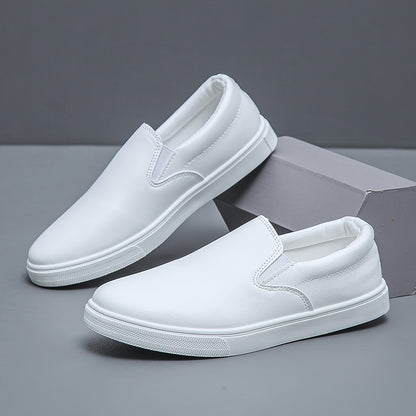 Men's Casual Slip-On White Sneakers, Lightweight All-Season Shoes