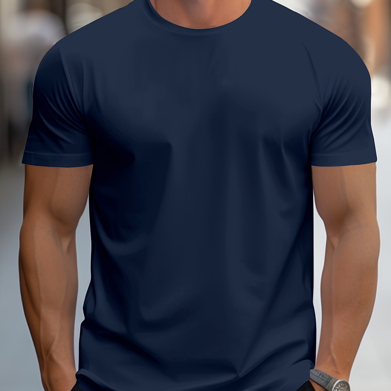 1pc Men's Spring Summer Casual Short Sleeve T-Shirt - Solid Black, Regular Fit Round Neck, Breathable Fabric for Gym, Outdoor  Casual Attire, Gym Shirts, Durable Casualwear, Smooth Texture