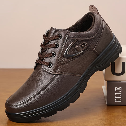 Men's Vintage Leather Winter Casual Lace-Up Shoes - ayq