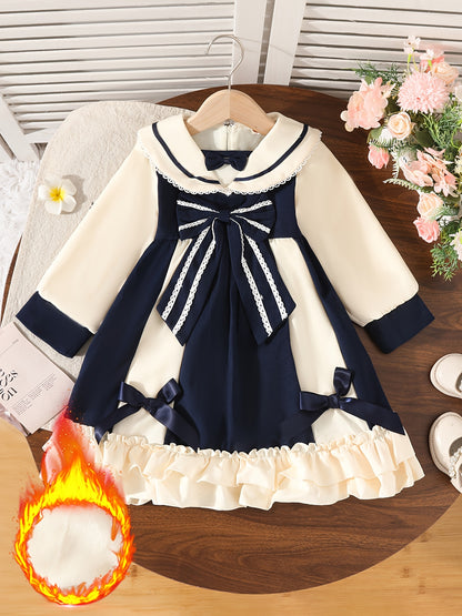 Լոլետա աղջիկների արքայադստեր զգեստ՝ բրդյա աստառով, ձմեռային սպասուհի փոքրիկ աղջիկների համար, երեկույթի հանդերձանք քոլեջի ոճով