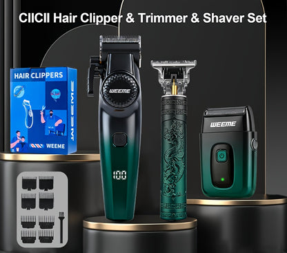 WEEME 3pcs professional Men's hair clipper set, easy to operate, comes with an electric razor, multi-functional hair trimmer for trimming hair and beard, suitable for both home use and barber shops, an excellent gift for frie