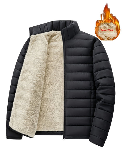 Men's Slim Fit Quilted Winter Jacket with Warm Plush Lining