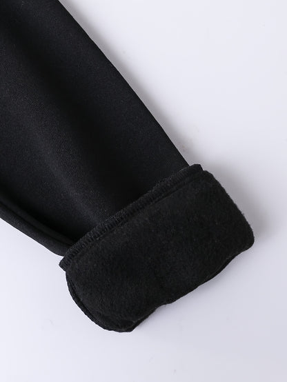 2pcs ' Sweatsuit Set - Oversized Sweater & Jogger Pants with Elastic Waist, 100% Polyester Winter Warm Brown/Beige & Black Casual Outfit, Durable Clothes, Playdates, Casual Attire (Easy-Care Hand Wash) - Ideal Gift, Perfect f