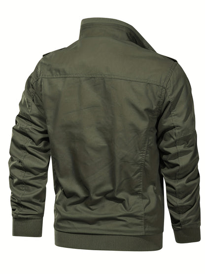 Men's Tactical Cargo Jacket with Multiple Pockets for Fall