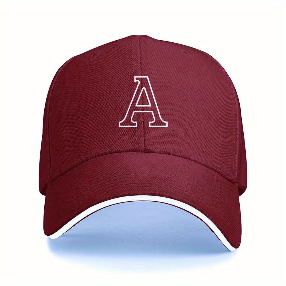 Lightweight Sports Baseball Cap with Ornate Letter A Print