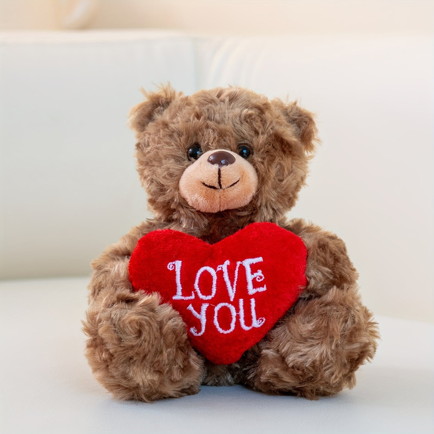Charming 6-Inch Brown & Red Heart 'Love You' Plush Bear - Perfect for Valentine's, Mother's Day & Father's Day Gifts