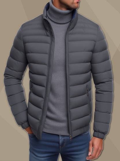 Men's Lightweight Stand Collar Winter Jacket - Casual Loose Fit